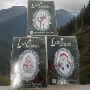 Lace Ornament Kits VTG 1992 Designs For The Needle Goose Cat Nap Santa NOS